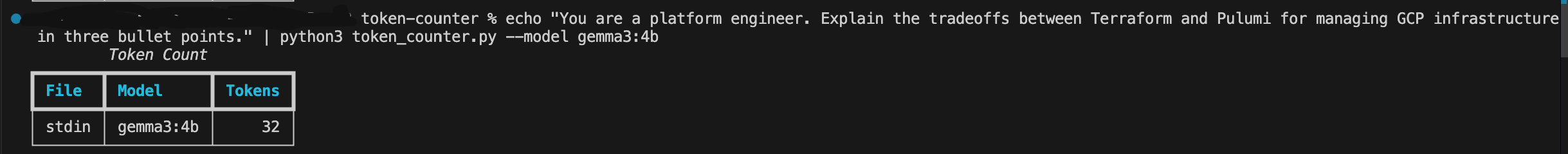 Counting a piped prompt